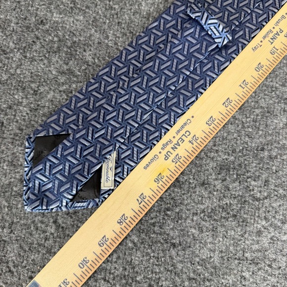 Faconnable Lot of 2 Mens Silk Dress Ties Blue Paisley Geometric Formal Neckwear - Picture 6 of 9